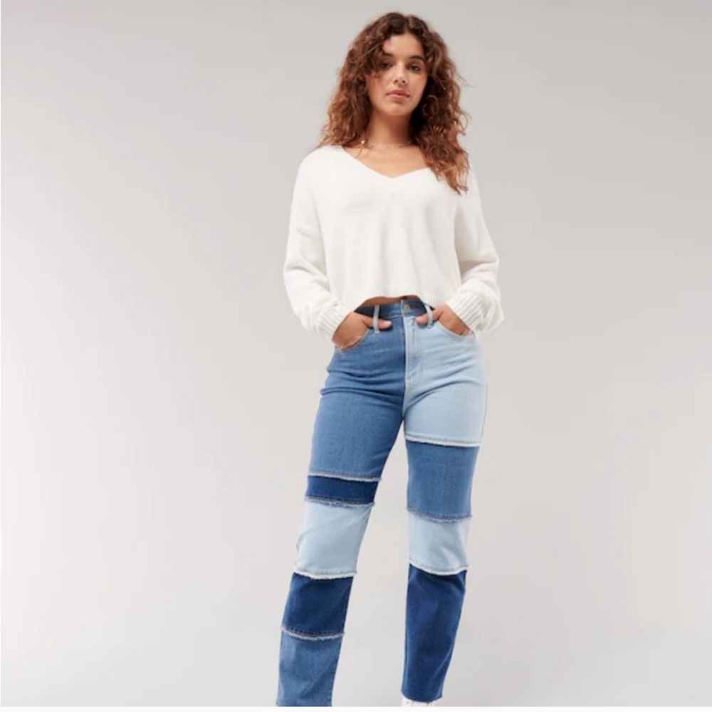 Plus Size Hollister Ultra High Rise Vintage Straight Jeans Patchwork Waist 21"